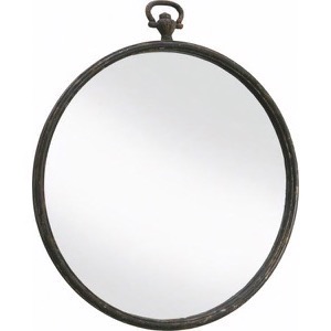 Spejl rund metal sort/rust 74x84cm - Se metal spejle